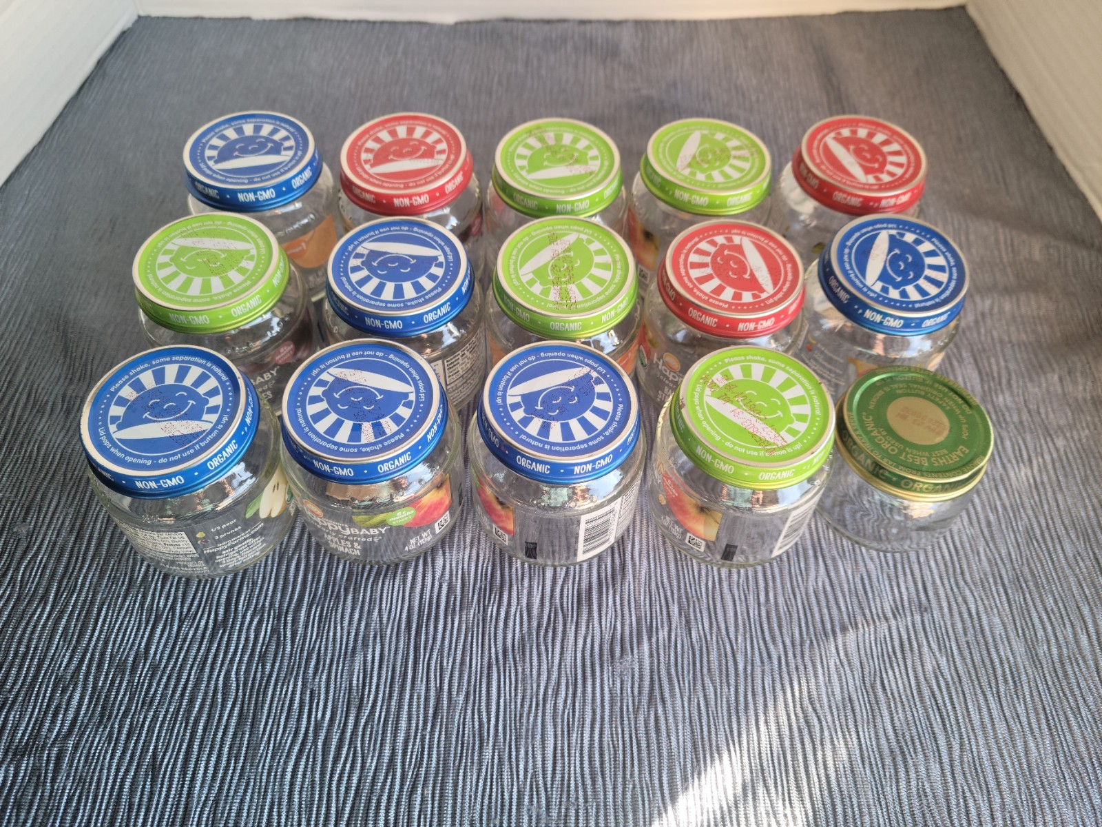 Empty 20 Clean Happy Baby Glass Baby Food Jars + Lids Candle Crafts Storage 4oz