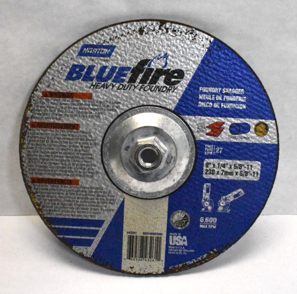 Norton Abrasives Depressed Center Abrasive Wheel Type 27 9" x 5/8"-11 #43261