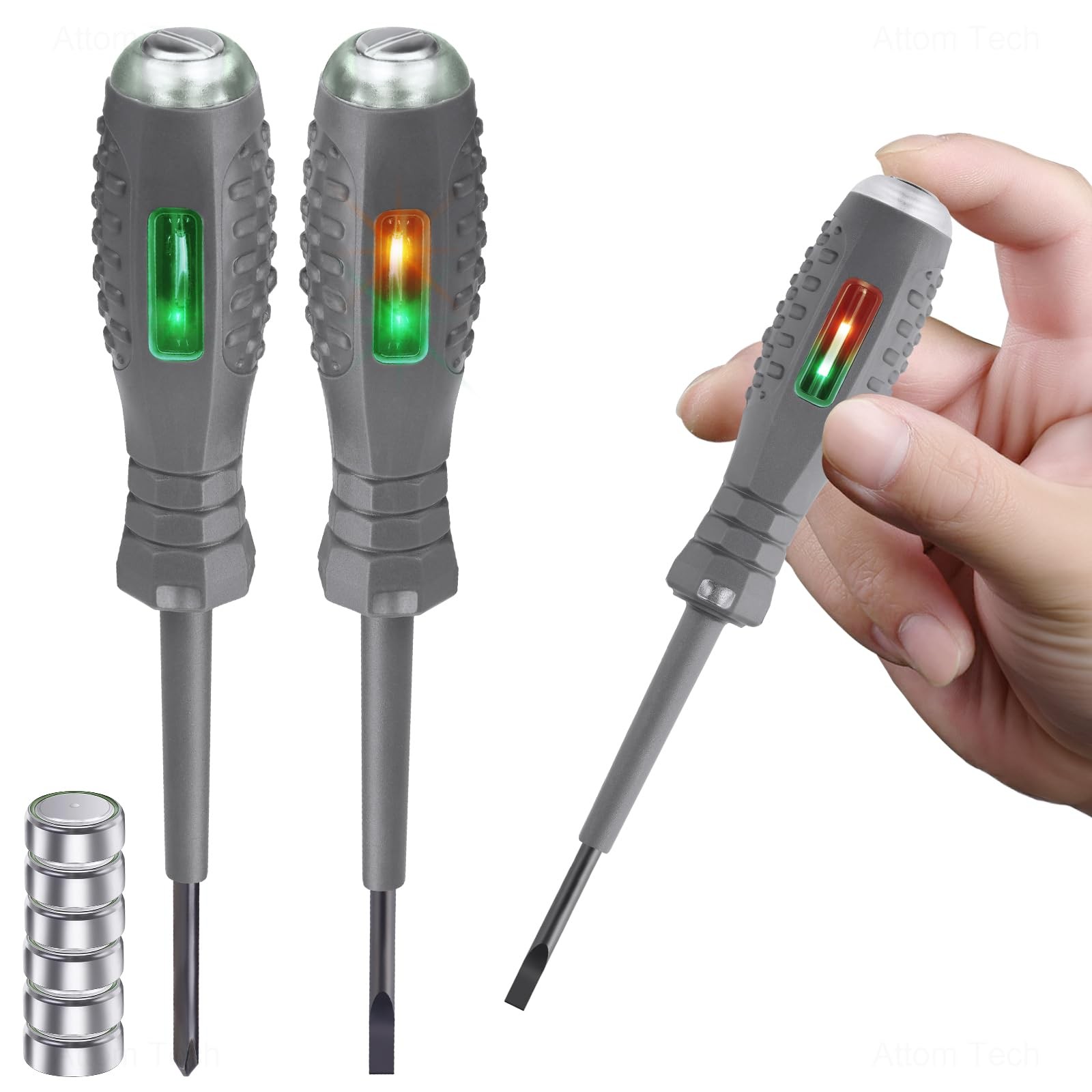 Tomorotec 2PCS Voltage Tester Screwdriver Set - Multifunctional, 2-Pack, Grey