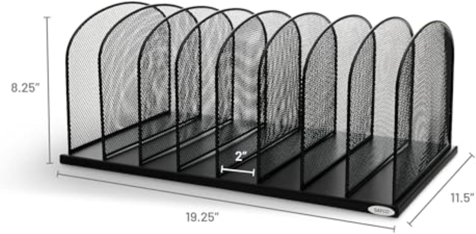 Onyx Desk Organizer, 8 Side by Side Vertical Compartments, Office and Classroom