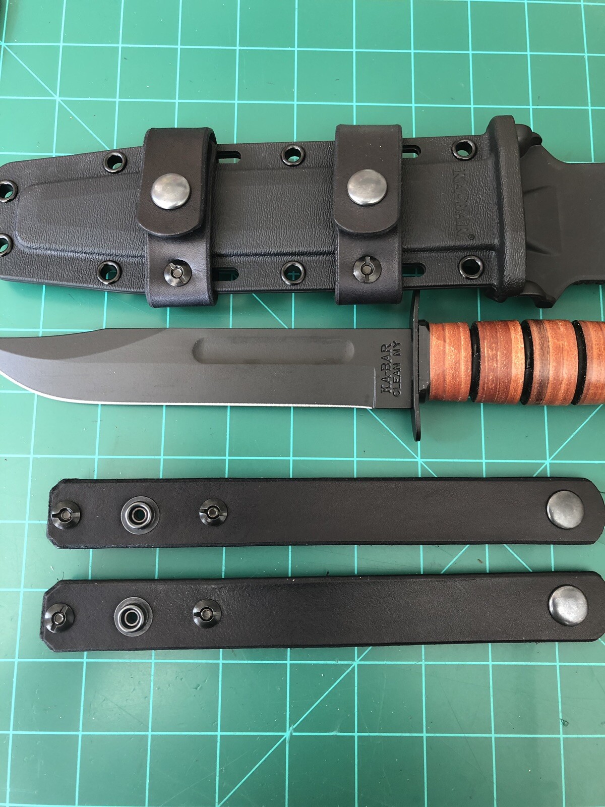 Leather Scout Carry Straps Fits Ka-Bar USMC Fighting Knife (No knife or Sheath)