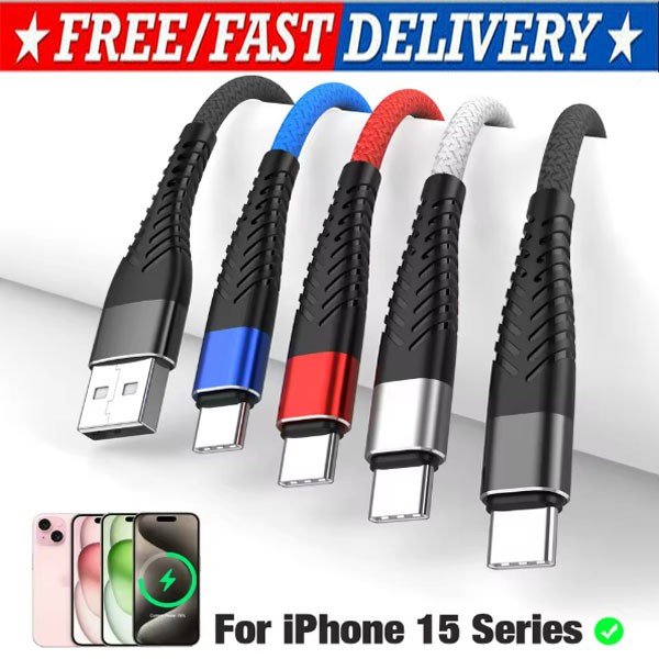 Type C USB C Fast Charging Charger Cable Cord For iPhone 15 16 Samsung S21 S20