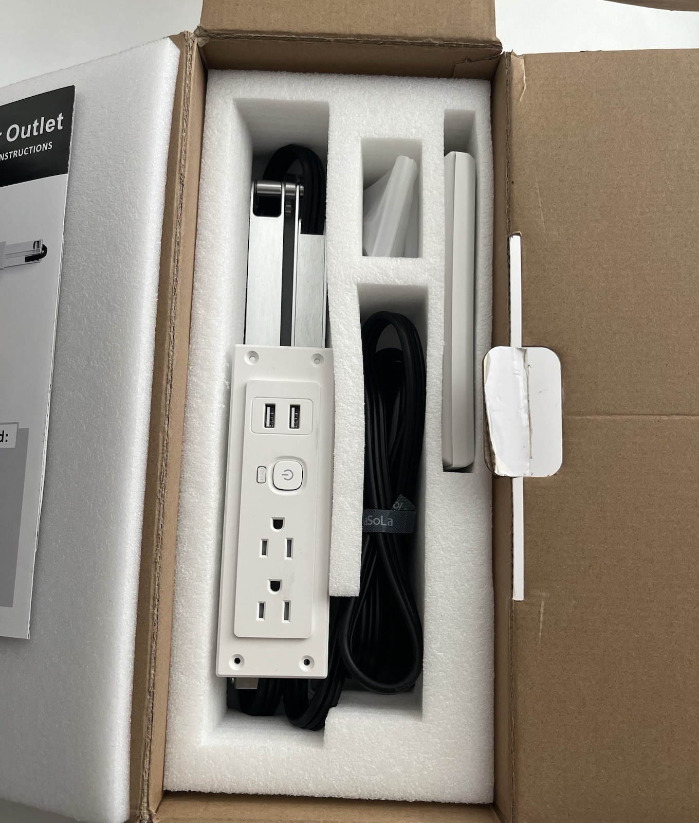 Drawer Outlet Kit QC18W Fast Charging Station Cabinet Strip - 2 AC Plugs & 2 USB