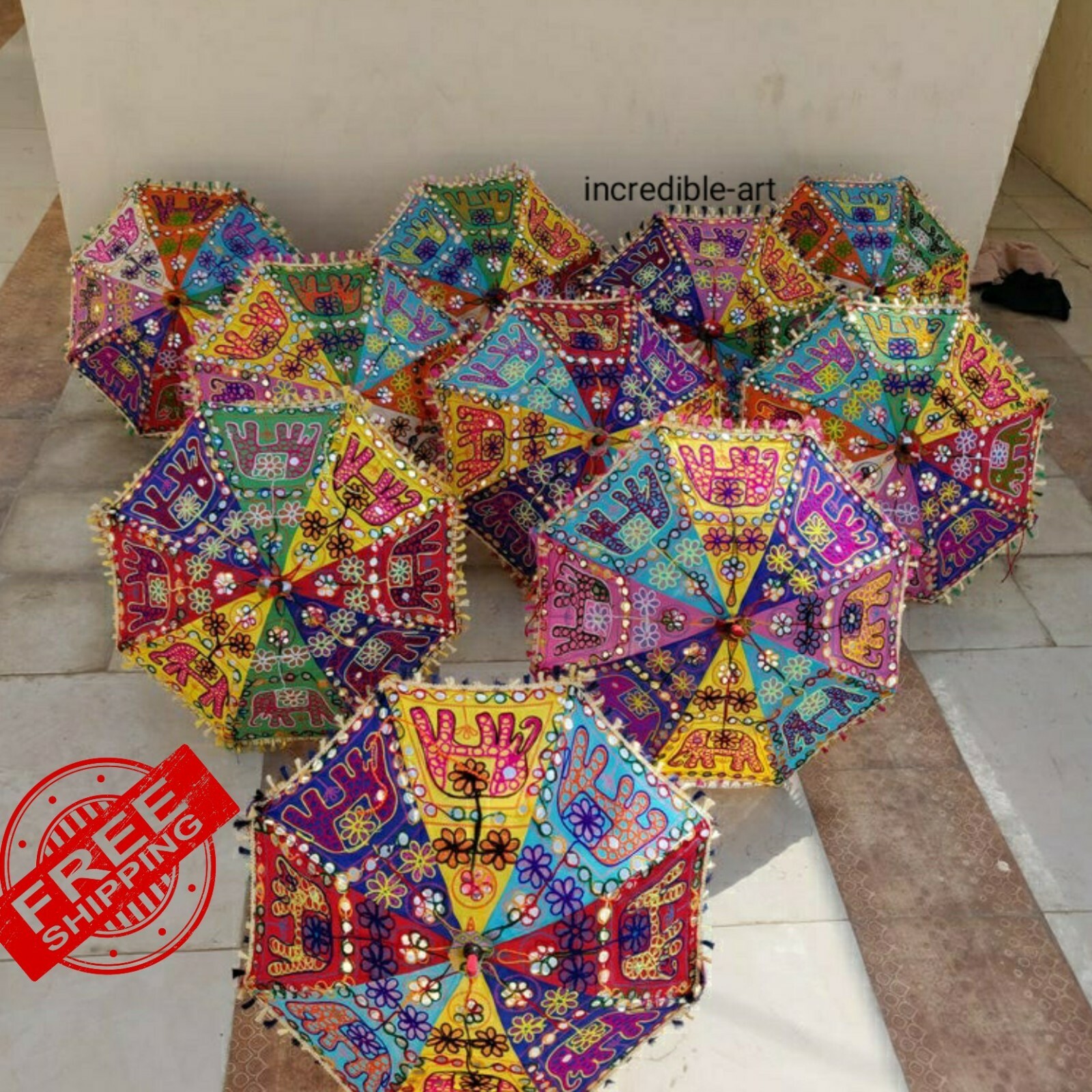 Wholesale Pack of 5 PCs Handmade Patchwork Multicolor Umbrella Sun Parasol