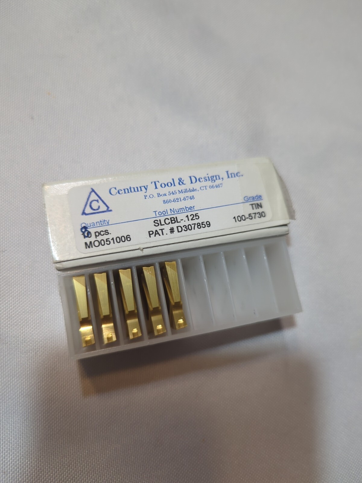 Qty.5 Century Tool SLCBL-.125 TIN 100-5730 Carbide Inserts (C9)