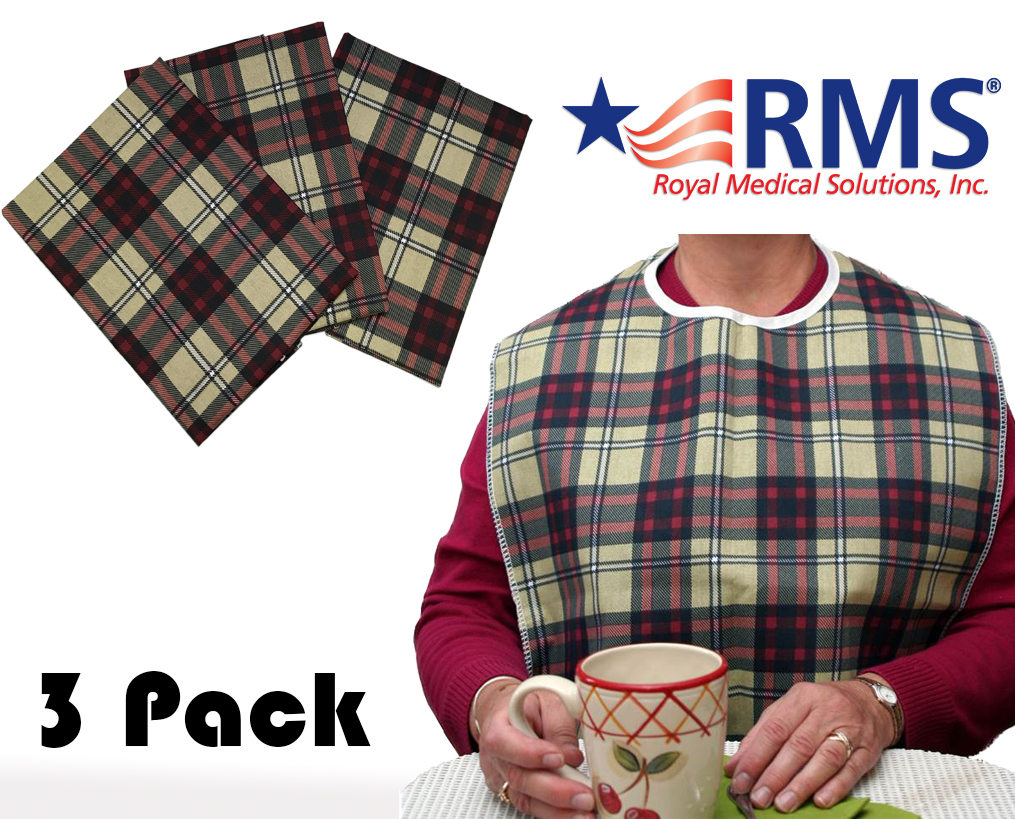 RMS 3 Pack Adult Bibs / Bib Waterproof Washable Clothing Protectors / Protector