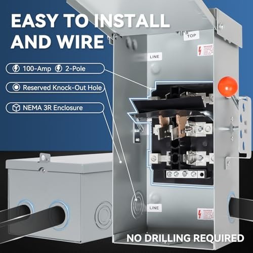 100A Generator Transfer Switch - 24000W Manual Double-Throw Safety Switch, NEMA