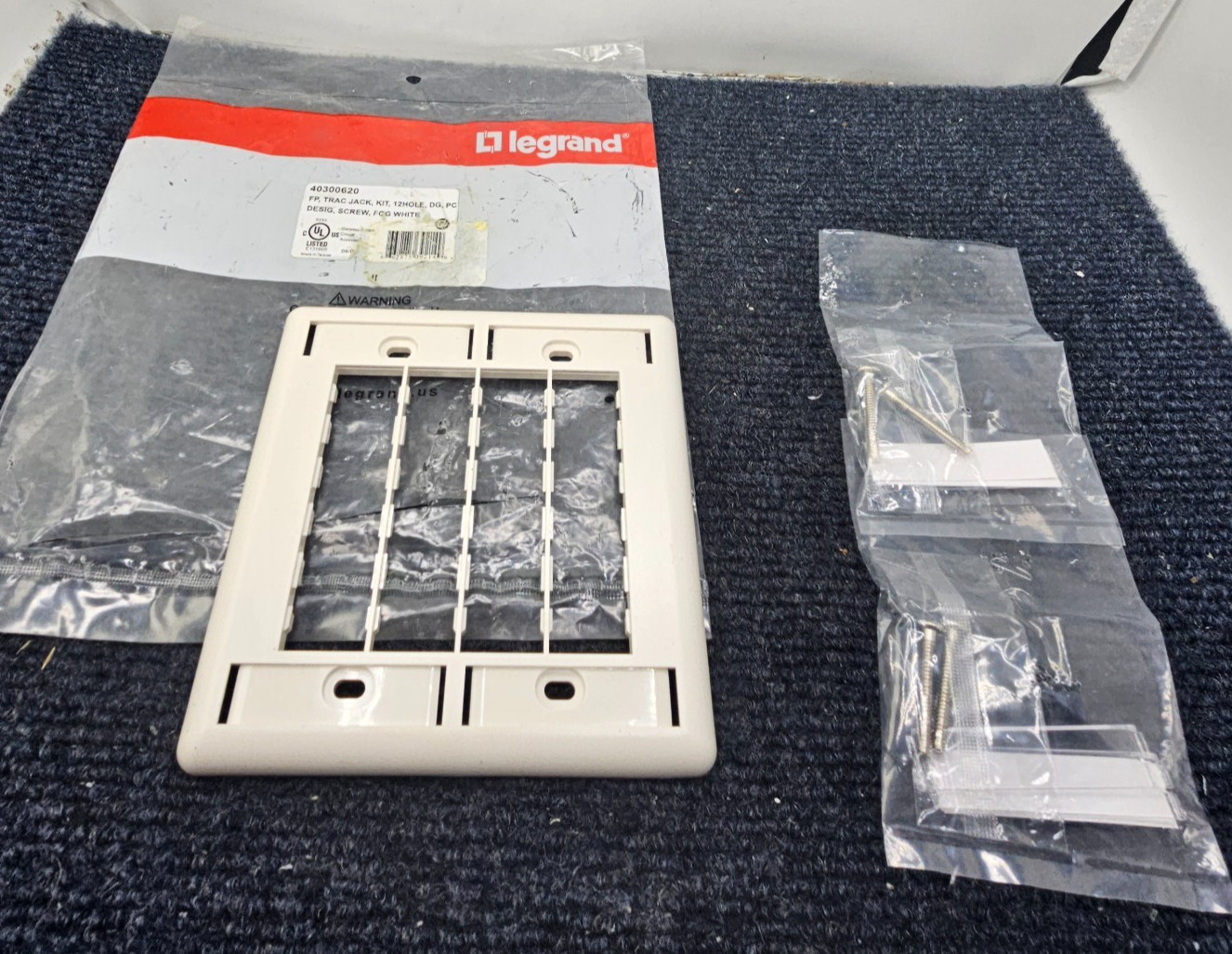 (QTY 3) Legrand 40300620 TracJack Plastic Faceplate, Twelve-Port (Dual Gang)