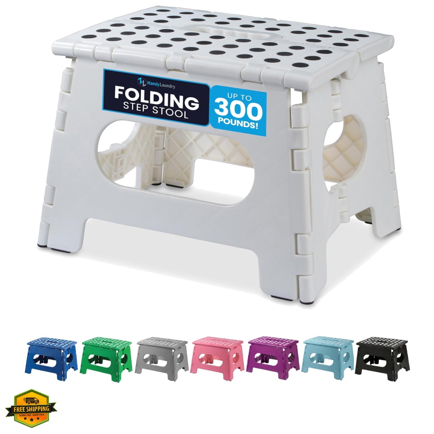 Folding Lightweight Step Stool - Sturdy Enough to Support Adults and Safe Eno...