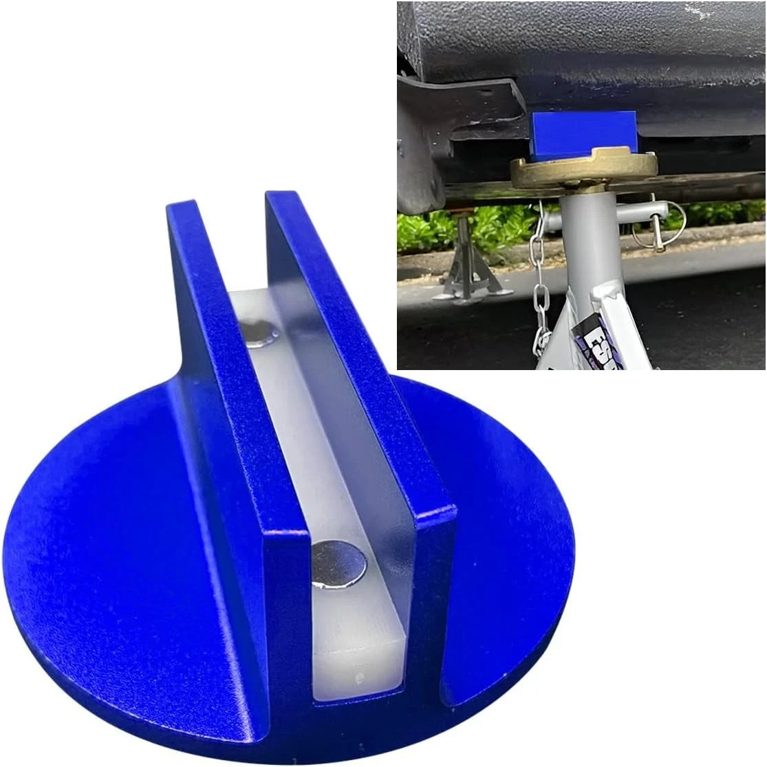 Universal Magnetic Jack Pad, Aluminum 0.37" Width Slotted Puck Pinch Weld Frame