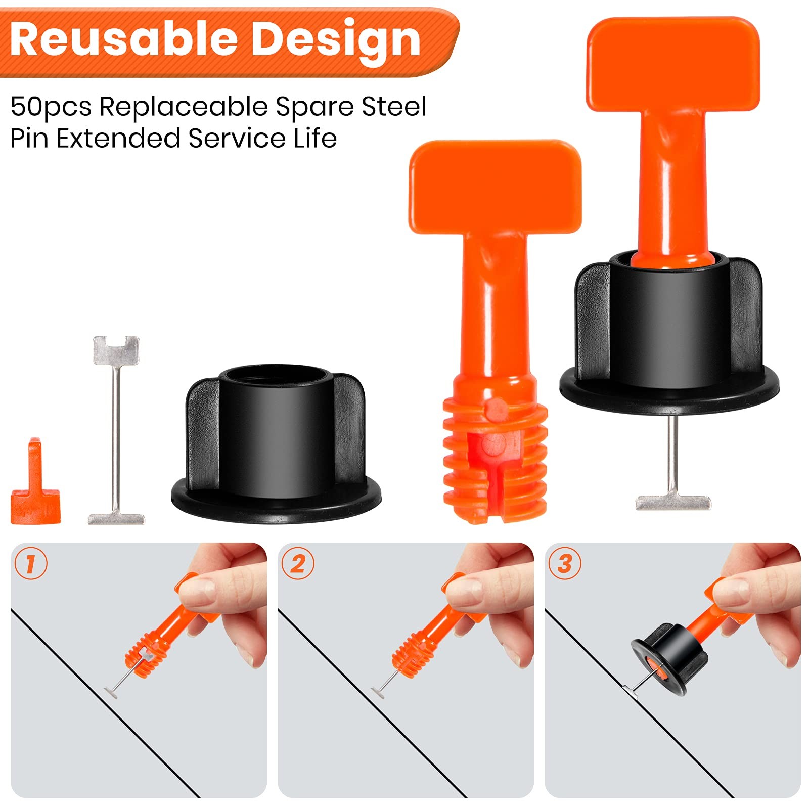 Tile Leveling System Reusable Tool Kit 200pcs Spacers 1000pcs 2mm Cross Wrenches
