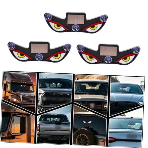Car LED Interior Lights,3 Pack Solar Demon Eye LED Car Wireless Window 3Pack