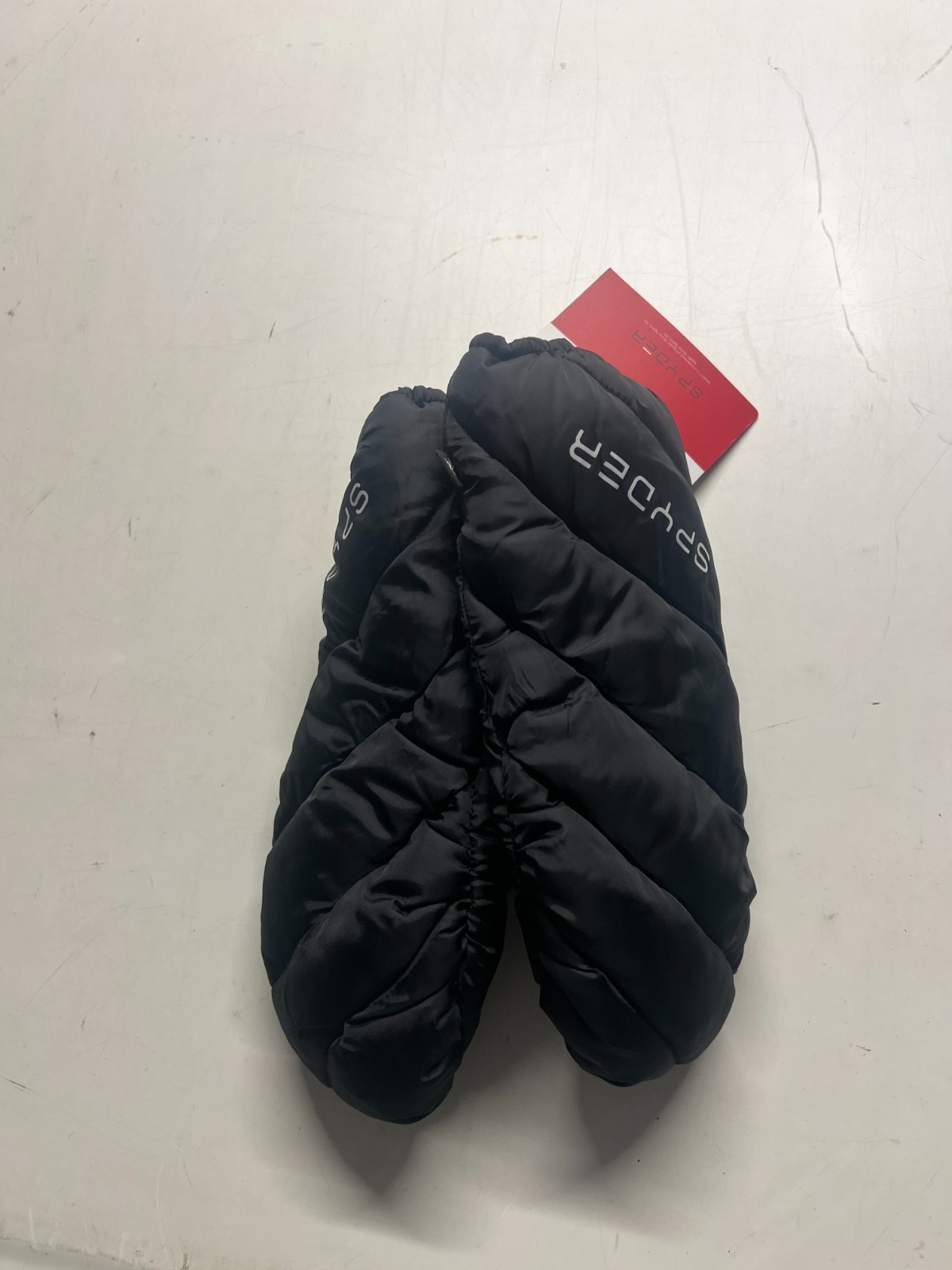 NWT Spyder Puffer Mittens Black Winter Comfort Water Resistant Mens Sz Large
