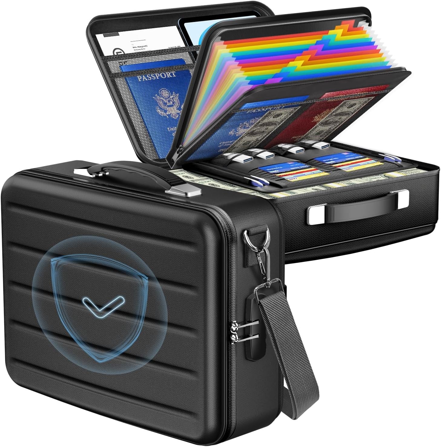 Fireproof Document Box with Lock, Hard-Shell Fireproof Safe for Home Documents,
