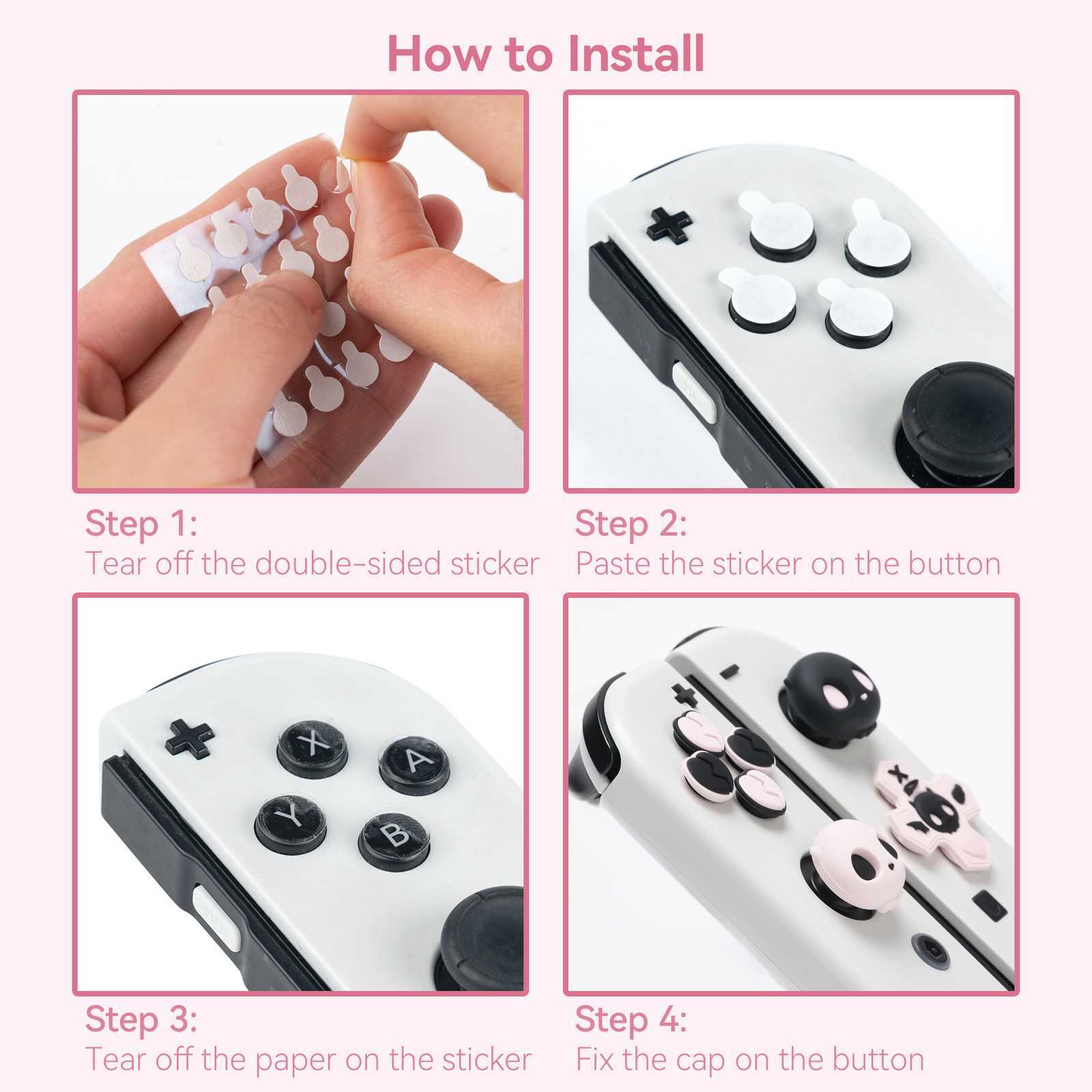 GeekShare ABXY Key Button Caps D-pad Cover for Nintendo Switch/SwitchOLED Skull
