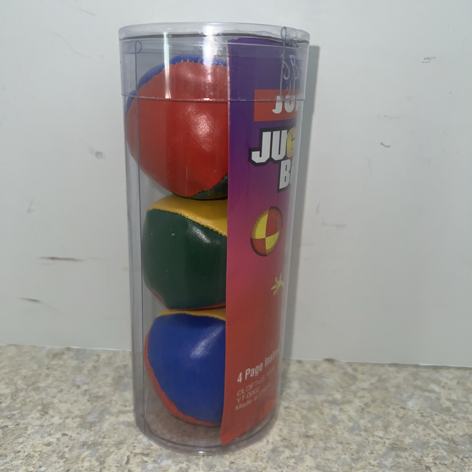 NEW VINTAGE 1995 Junior 3 JUGGLING BALLS red blue yellow green By Lotus / Empire