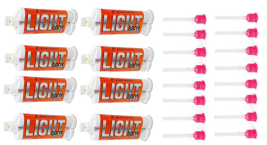 Light Body VPS Fast Set Dental Impression Material 8 x 50ml Cartridges + 16 Tips