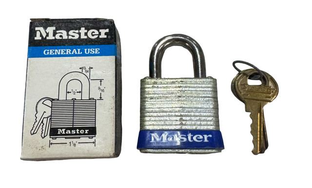 Master 1-1/8" (29mm) Wide Laminated Steel Pin Tumbler Padlock, Keyed Alike