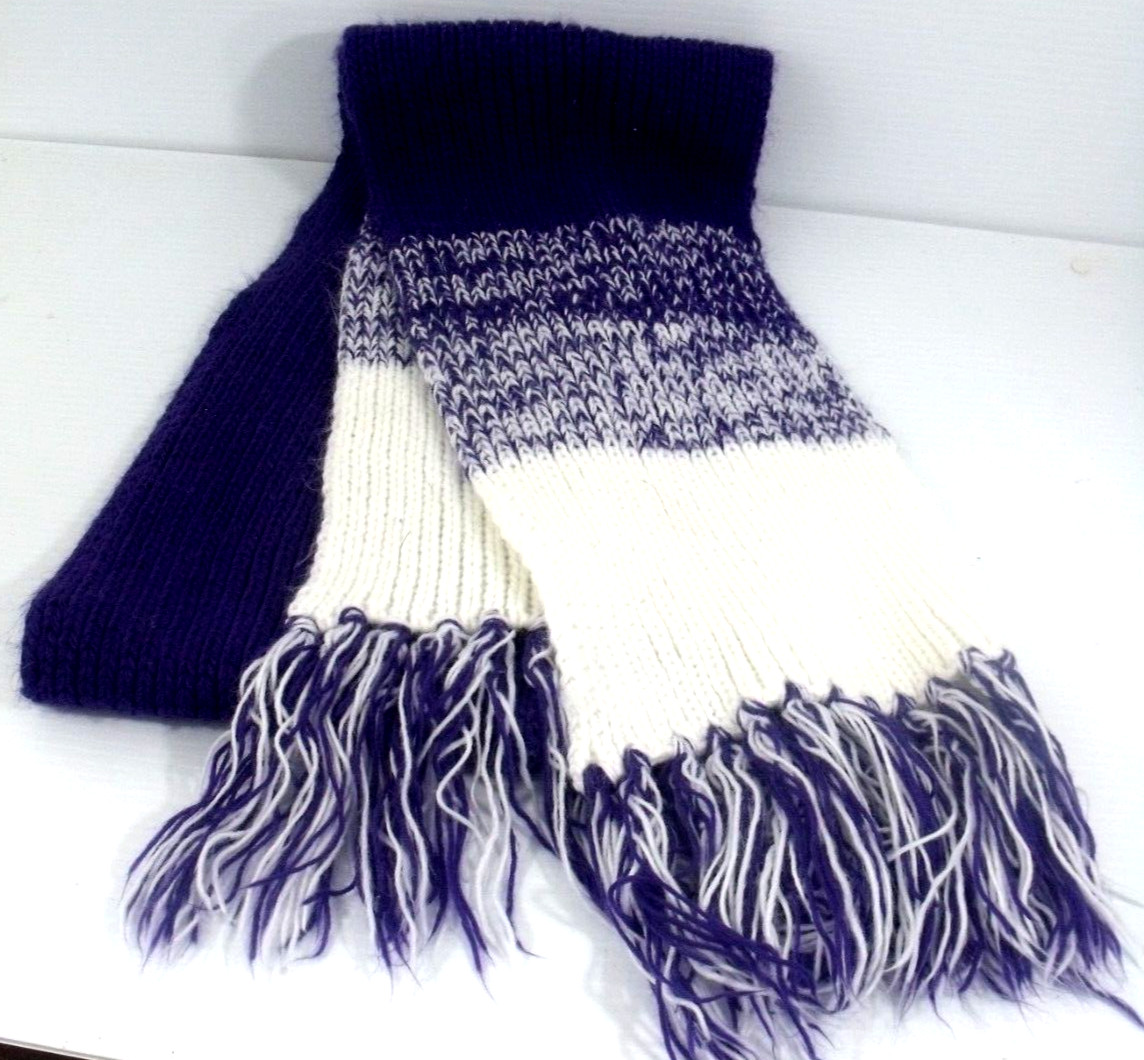 Holloway 100% Acrylic Knit Scarf Purple & White New