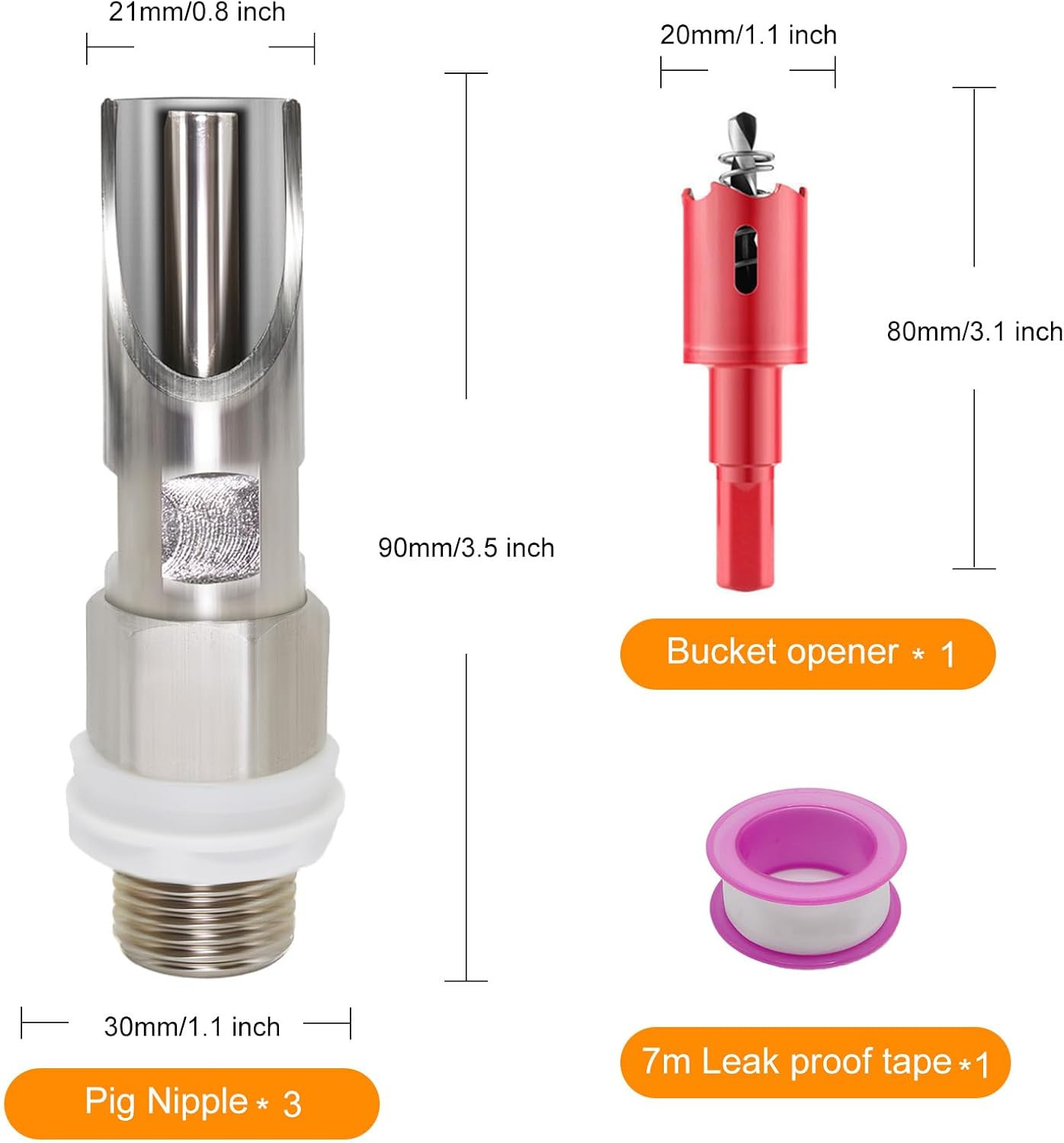 Pig Nipple Waterer for Barrel Kit Automatic System 1/2 Inch Hog Waterer Drinker