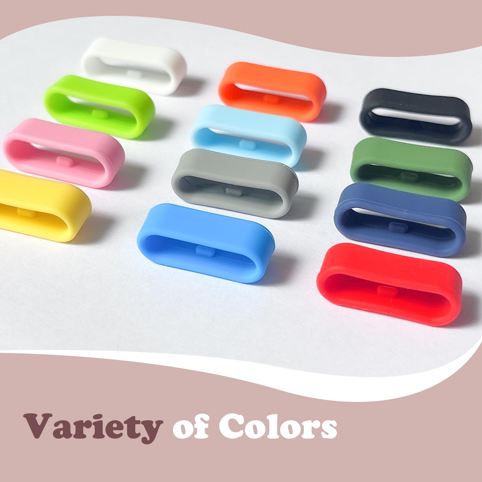 Multi-Color Band Keeper, Magic band locks, Silicone Fastener Small, 12pcs-Arc