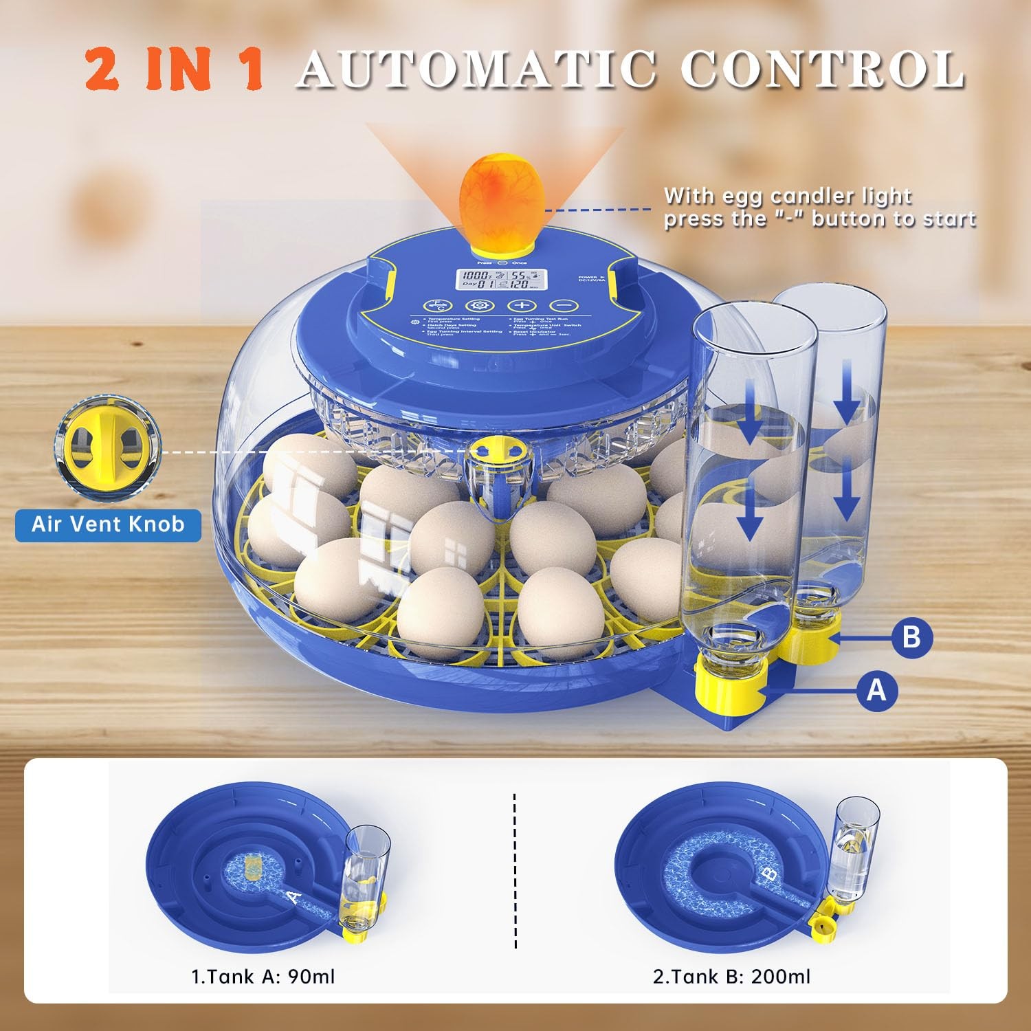 Forotone Incubators for Hatching Eggs, 18-Egg Incubator with Automatic Egg...
