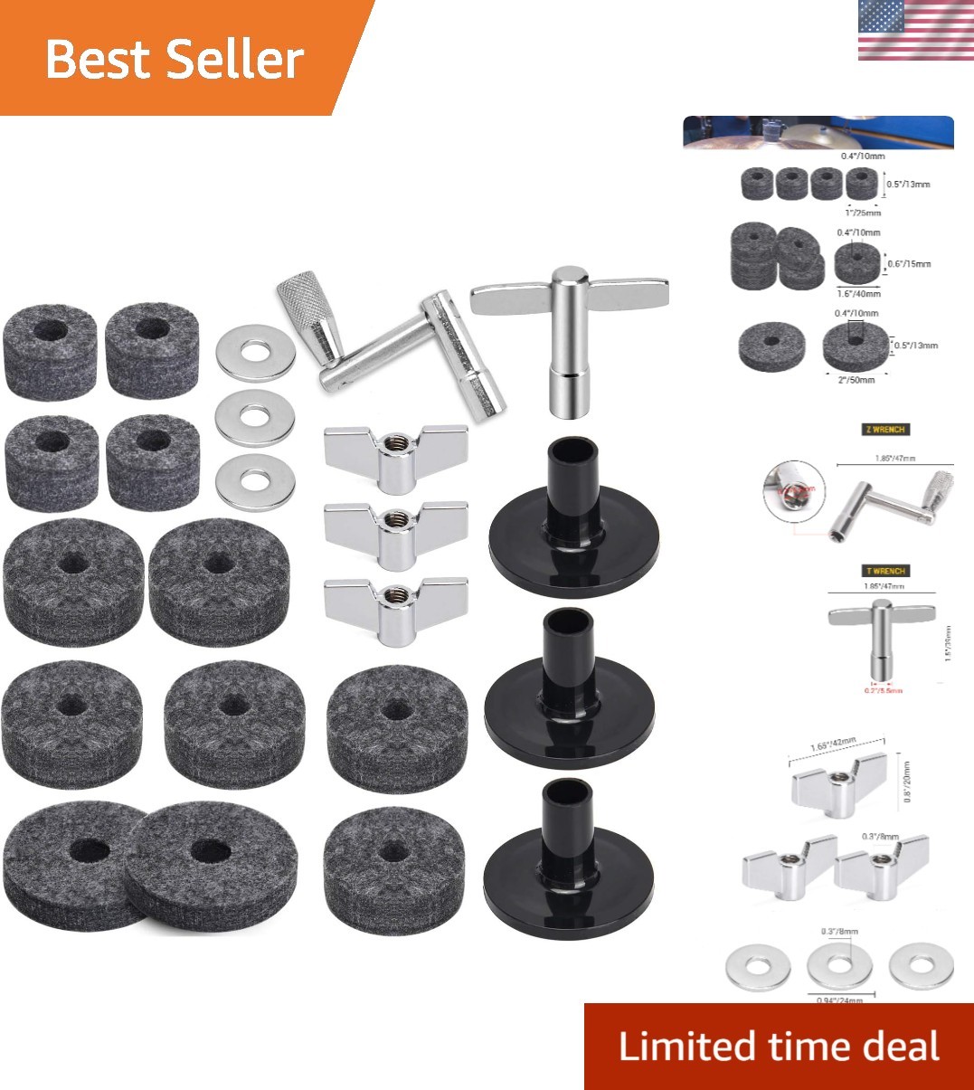 Durable 23-Piece Cymbal Kit with Felts & Keys for Enhanced Drumming Performance
