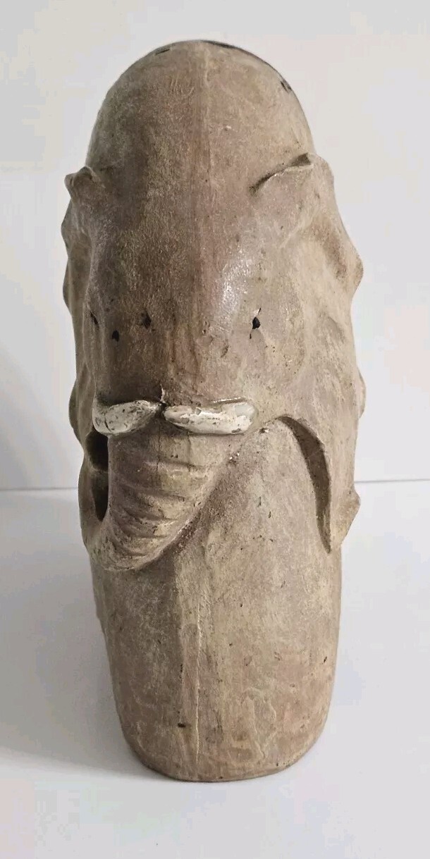 African Handcrafted Wood Elephant Figurine With Tribal Patterns