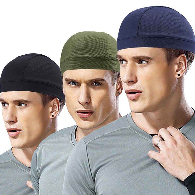 Summer Men Cooling Skull Caps Helmet Liner Beanie Cap Sweat Wicking Cycling Hat