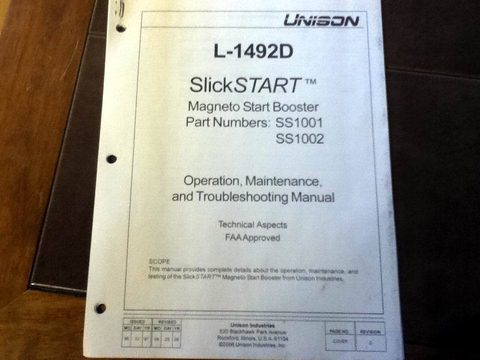 L-1492D Slick SlickSTART Magneto Booster Ops, Service & Troubleshooting Manual