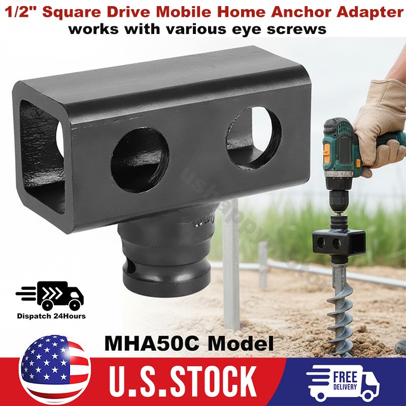 1/2" Ground Earth Utility Eye Mobile Home/Hurricane Anchor Driver Adapter Tool