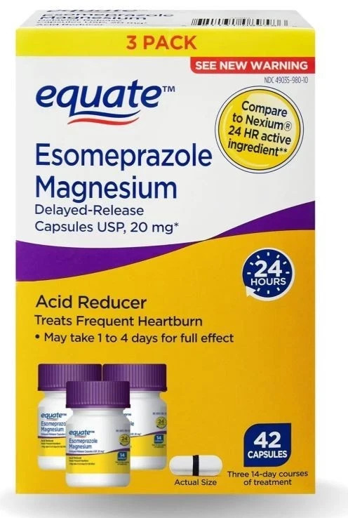 Equate Esomeprazole Magnesium 20 mg Acid Reducer Delayed-Release Capsules, 42 Ct