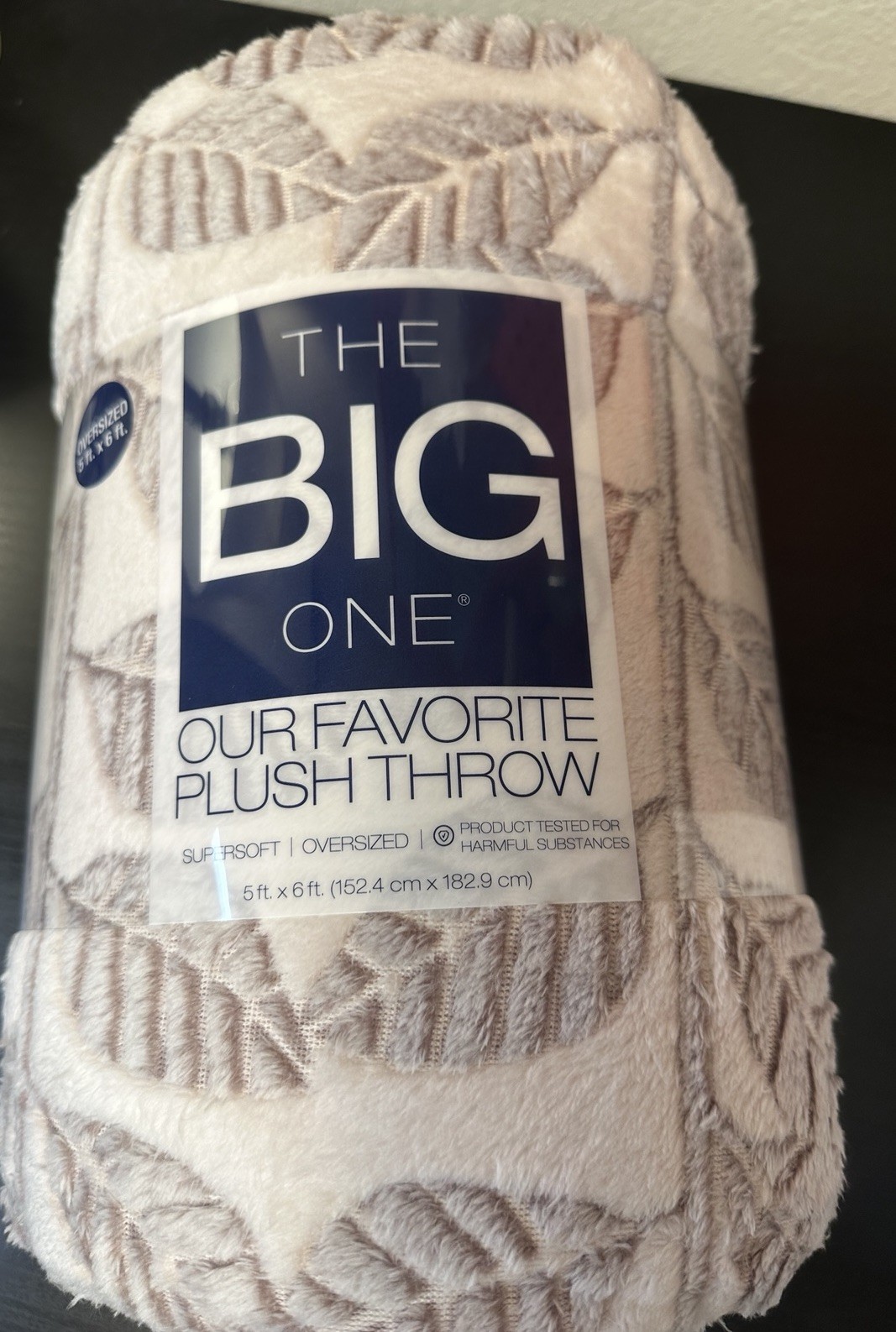 The Big One Plush Throw Blanket Oversized 5x6 Super Soft Neutral
