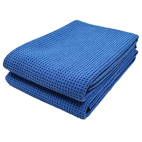 Elite Microfiber Drying Towel (25x36, 2 Pack, Waffle, Blue) 25x36 in, 2 Pack
