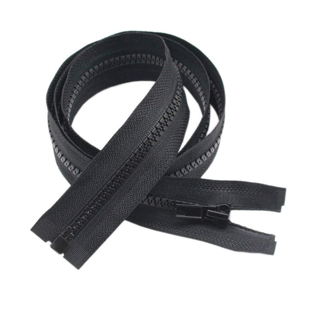 2PCS #5 36 Inch Separating Jacket Zippers Black Molded Plastic Sewing