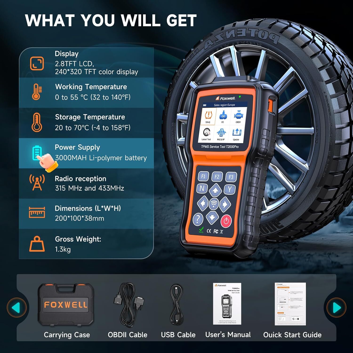 FOXWELL TPMS Tire Sensor Relearn/Reset/Activate/T200 PRO Programming Tool OBD2