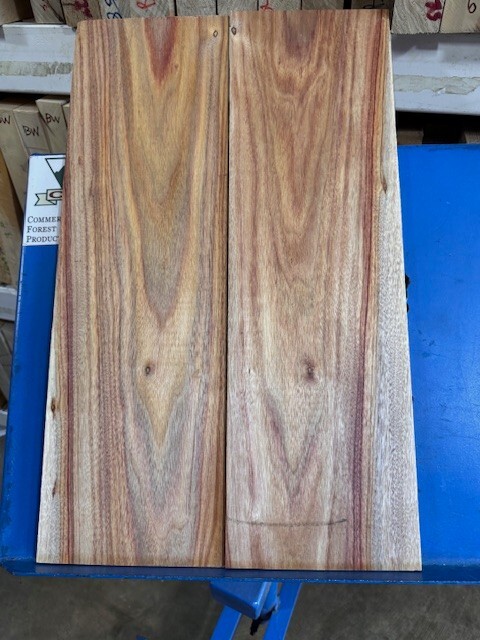 Striped Canarywood Bookmatch Top Set .3" x 13" x 22" Canary Wood KD Vivid Color