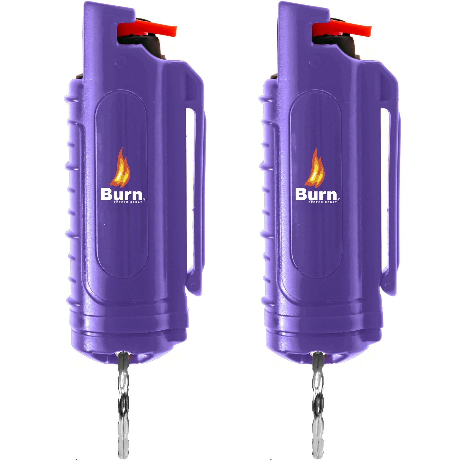 Burn 2 Pack Pepper Spray Keychain 1/2oz Police Strength Self Defense OC Purple