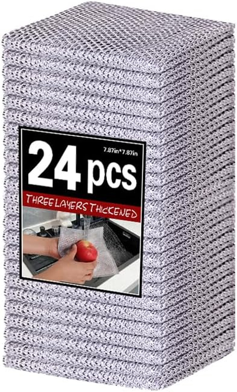 12Pcs Scratch-Free Steel Dishcloths. Reusable, Quick-Dry, Odorless. Perfect for