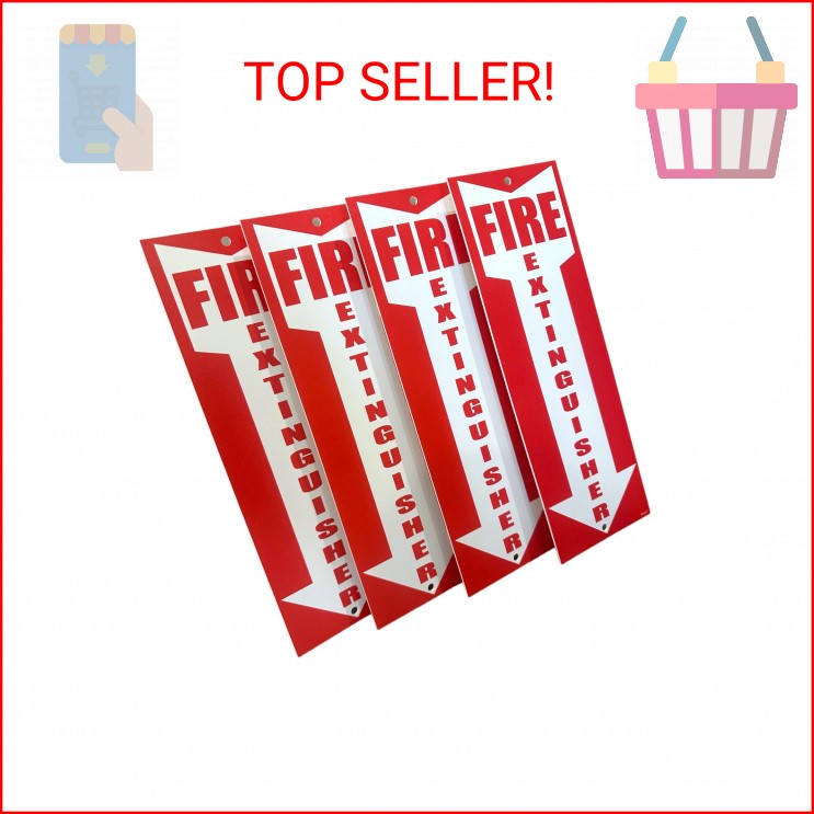 (4 pack) Fire Extinguisher Signs Fire Extinguisher For Business Office or Wareho