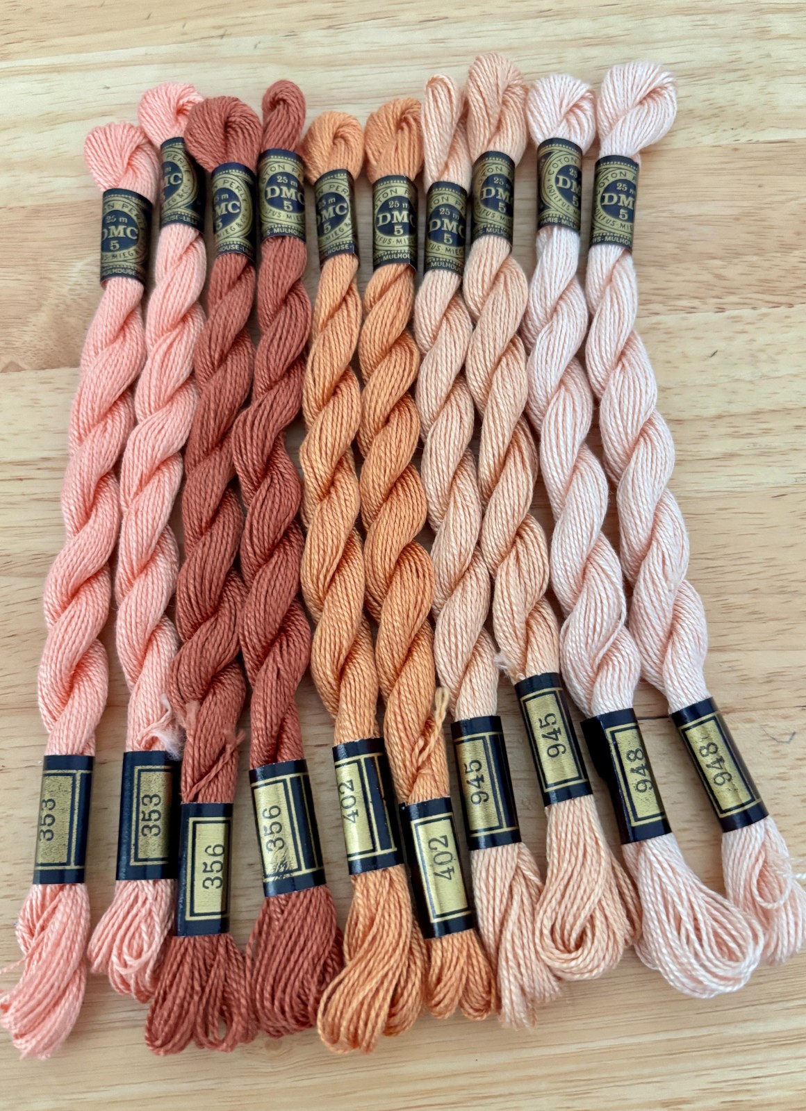 DMC Craft Cotton Perle Shades of Peach Orange Thread 10 Skeins  #5
