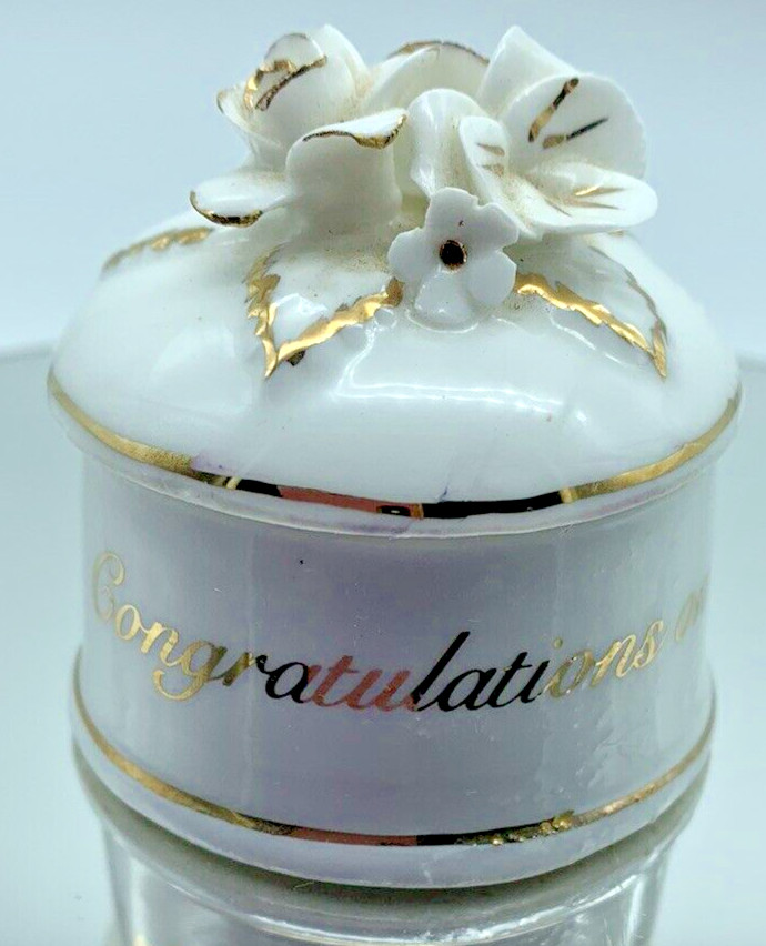 50th Anniversary Bone China Congratulations Trinket Box 2” x 2"