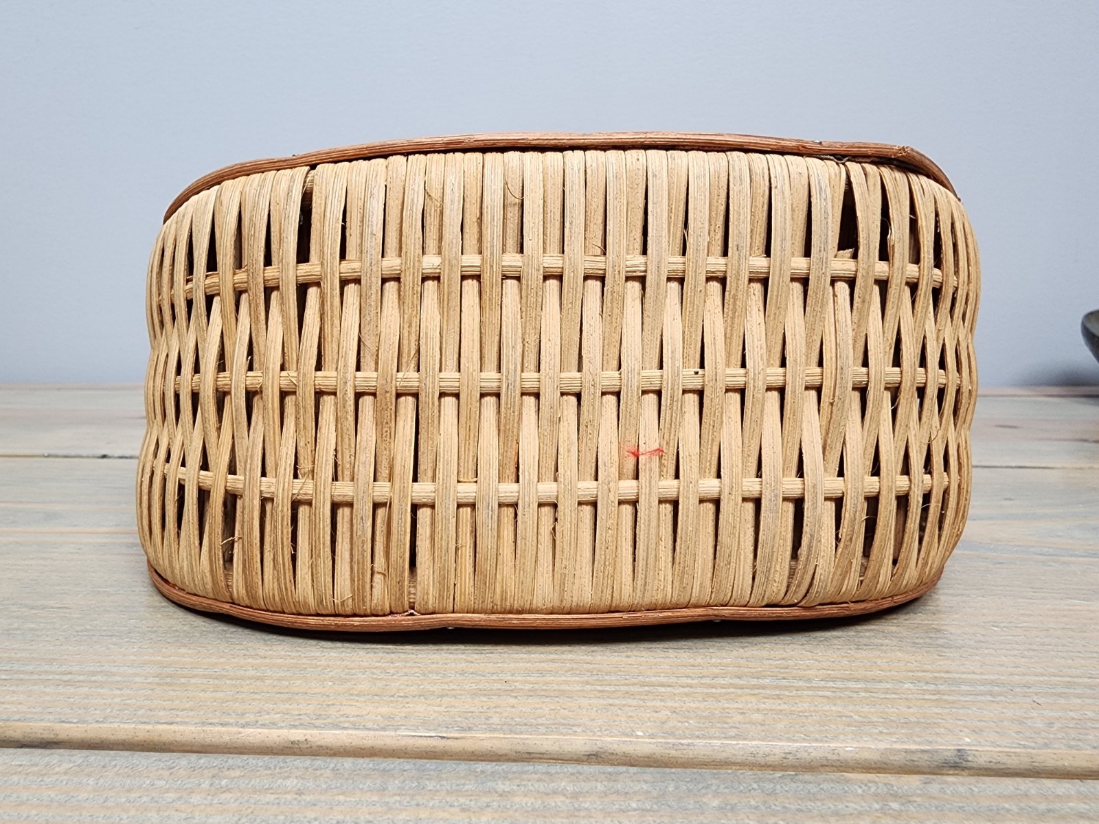 Vintage Wicker Basket With Cloth Sides 8"x8"