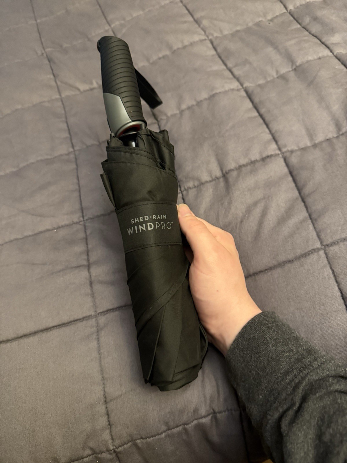 ShedRain WindPro Windproof Compact/Folding Umbrella, Black Solid Men's