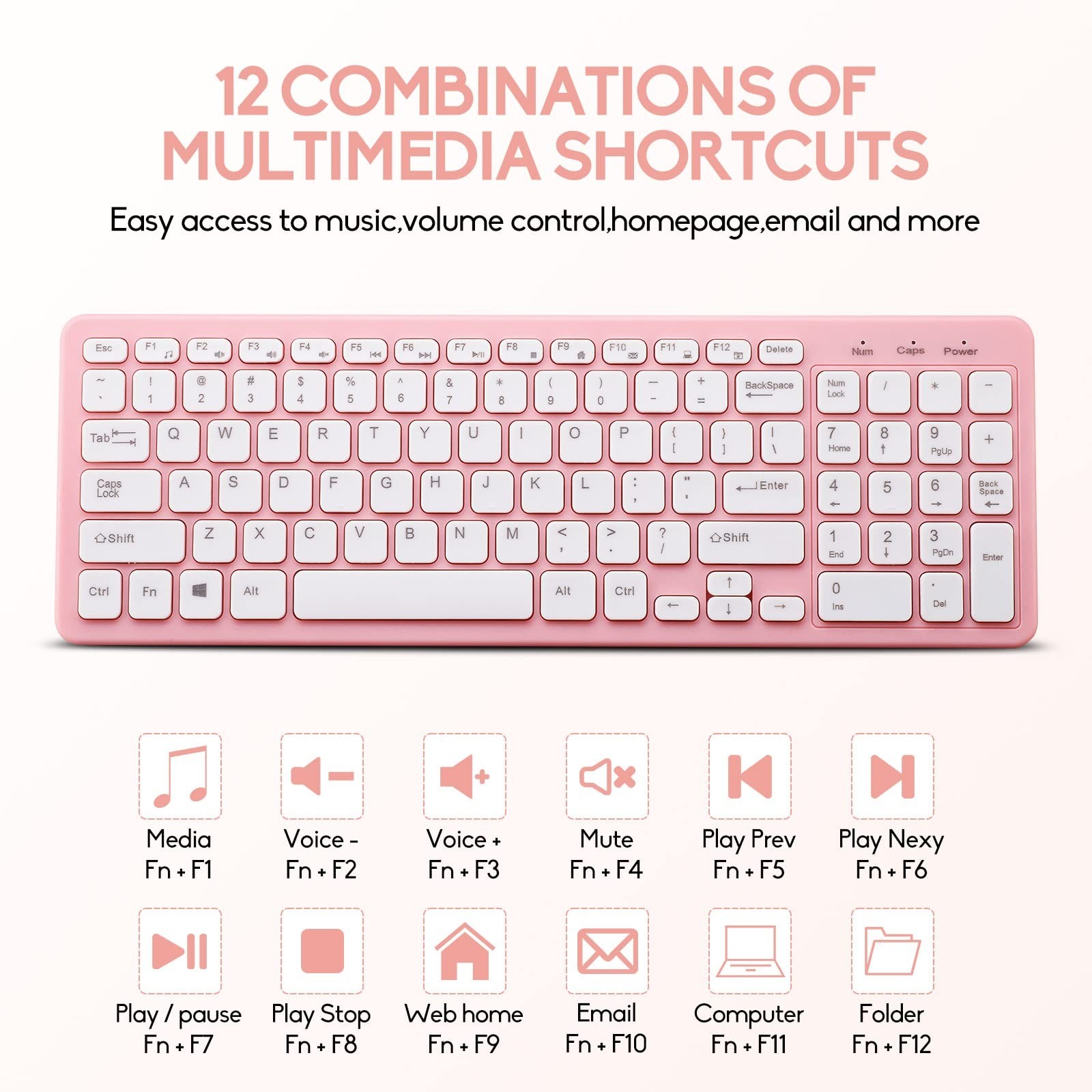 Wireless Keyboard and Mouse Combo, Compact Quiet Wireless Keyboard and Mouse ...