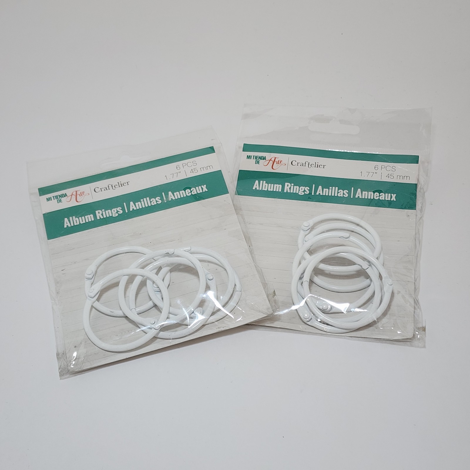 White Album Rings 1.77" (45 mm) by Craftelier - Pkg. of 6 - Lot of 2 Packs
