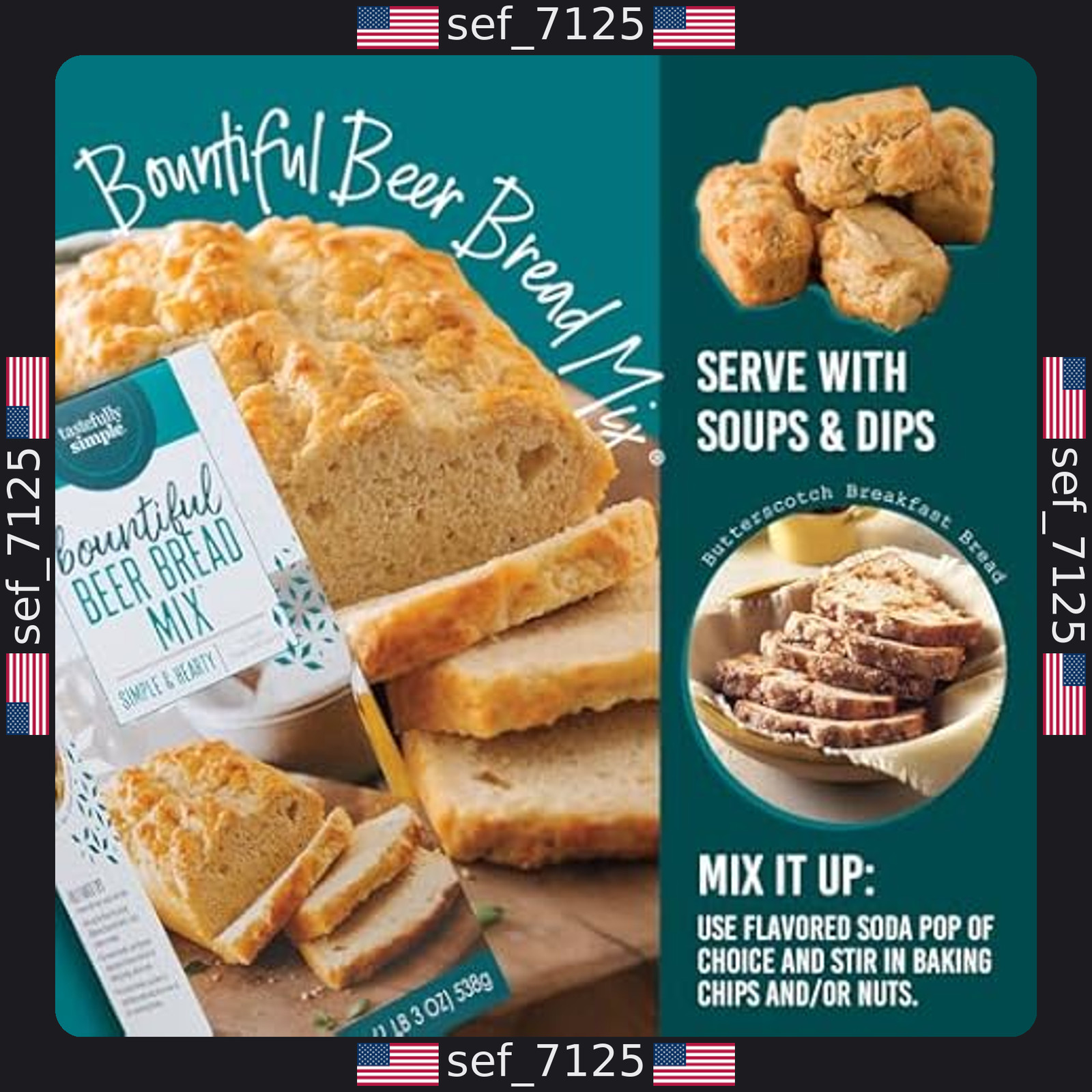 Tastefully Simple Bountiful Beer Bread Mix - 19 oz Pack