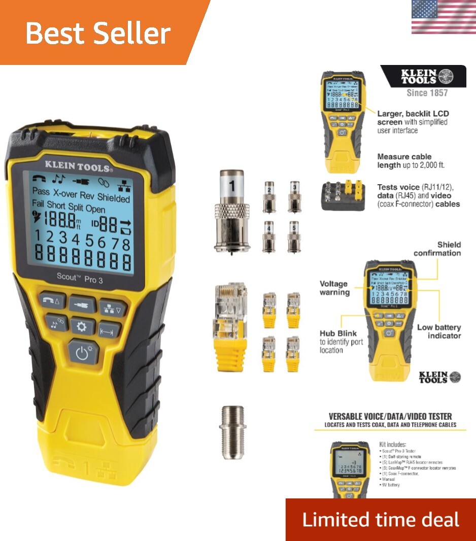 Versatile Testing Kit for Ethernet, Coax, & Phone Cables - Reliable & Accurate