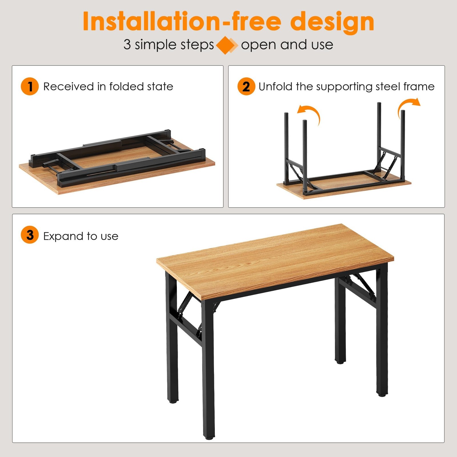 Need Folding Computer Desk - 39.4 Inch Foldable Office Writing Work Study Kid...