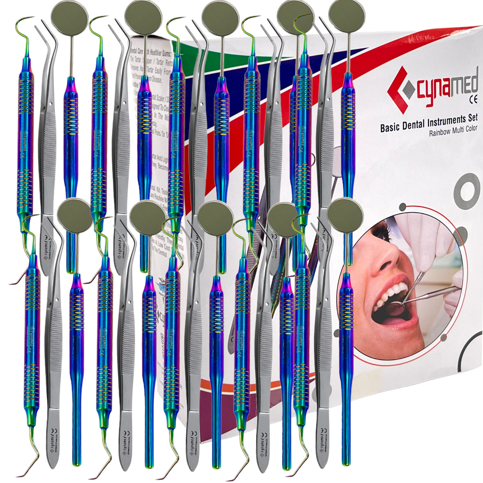 German Reusable Basic Dental Set Mirror Explorer College Plier Dental Instrument